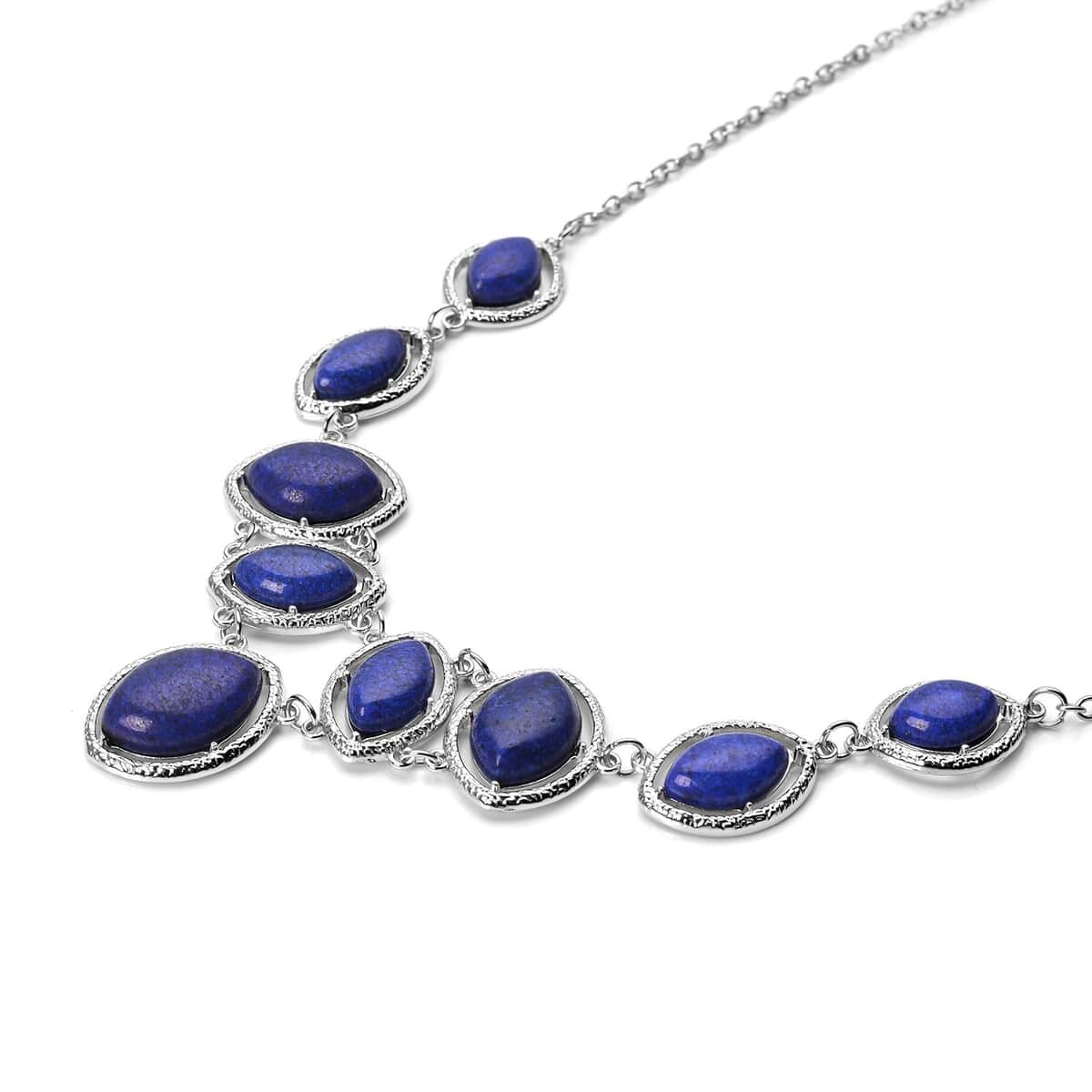 Lapis Lazuli Necklace 18-20 Inches in Silvertone 125.00 ctw image number 3