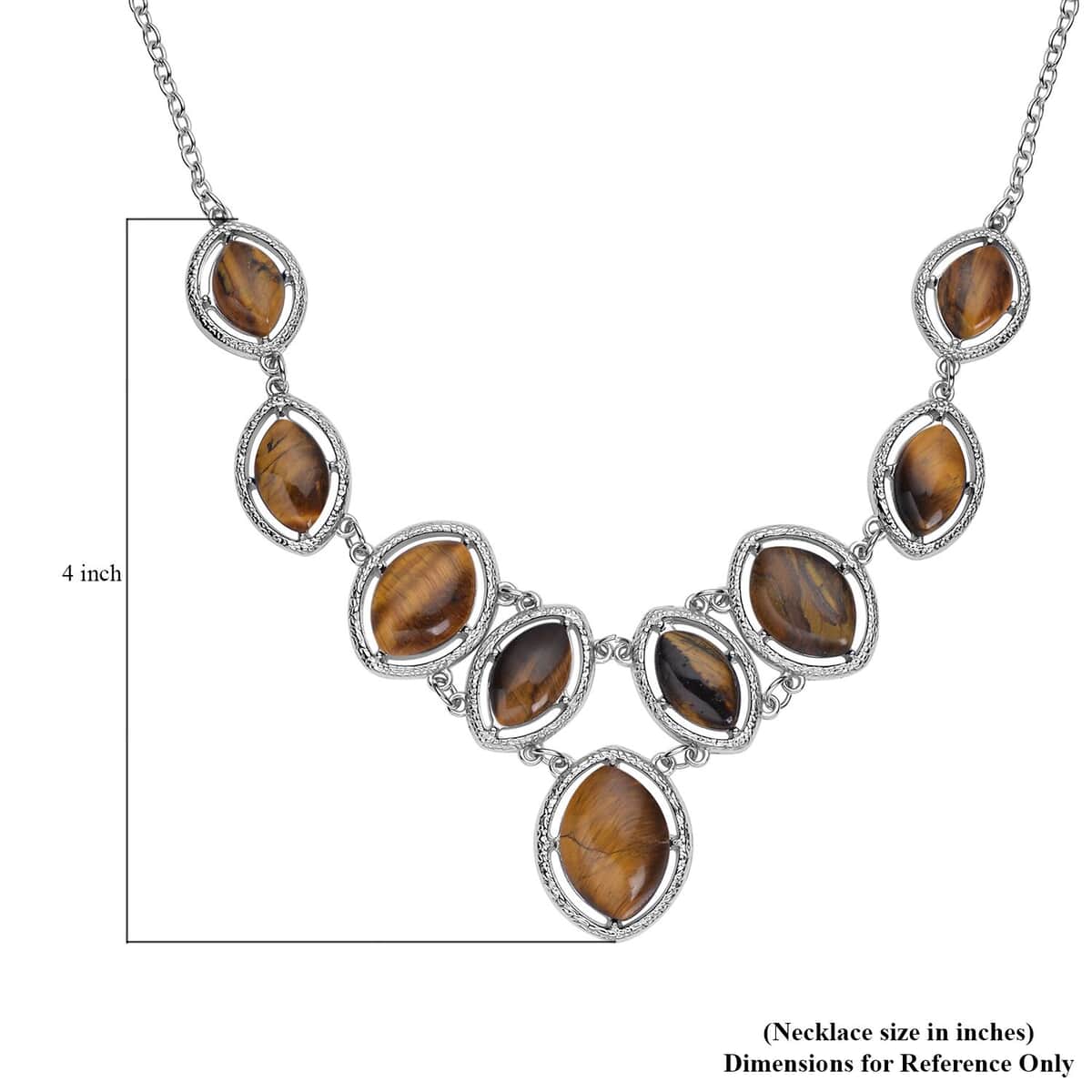 Yellow Tiger's Eye Necklace 18-20 Inches in Silvertone 125.00 ctw image number 6
