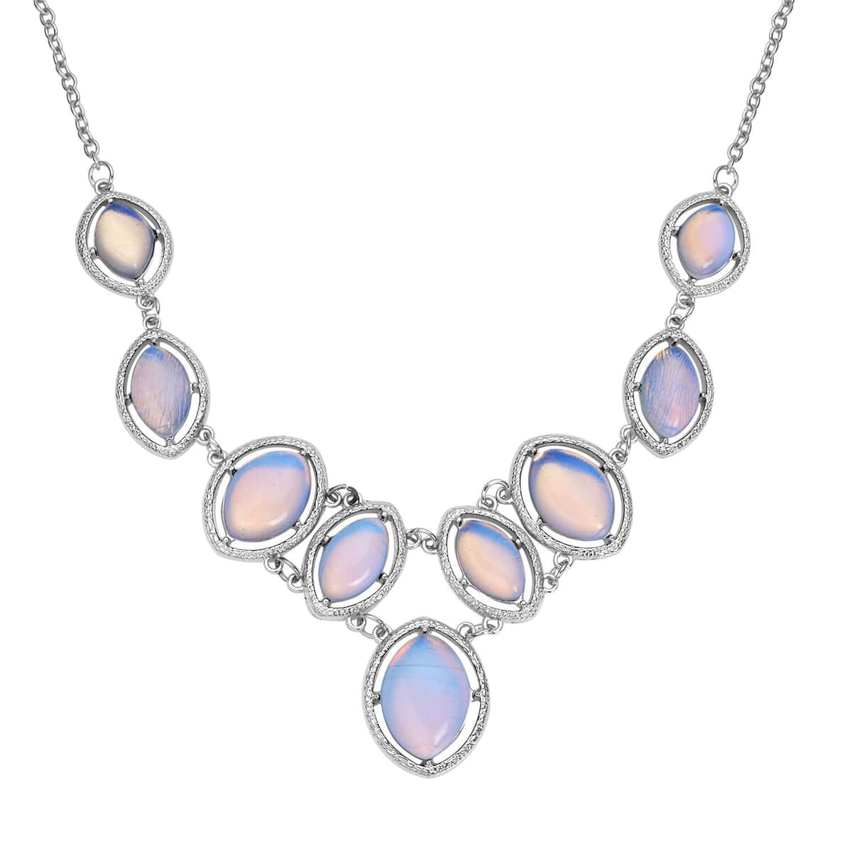 Opalite Necklace 18-20 Inches in Silvertone 125.00 ctw image number 0