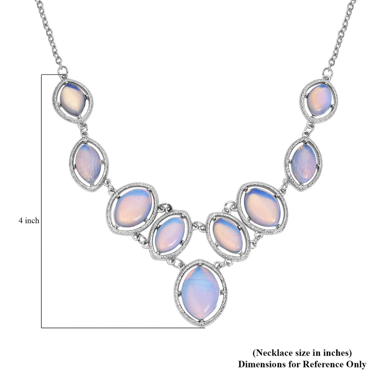 Opalite Necklace 18-20 Inches in Silvertone 125.00 ctw image number 6