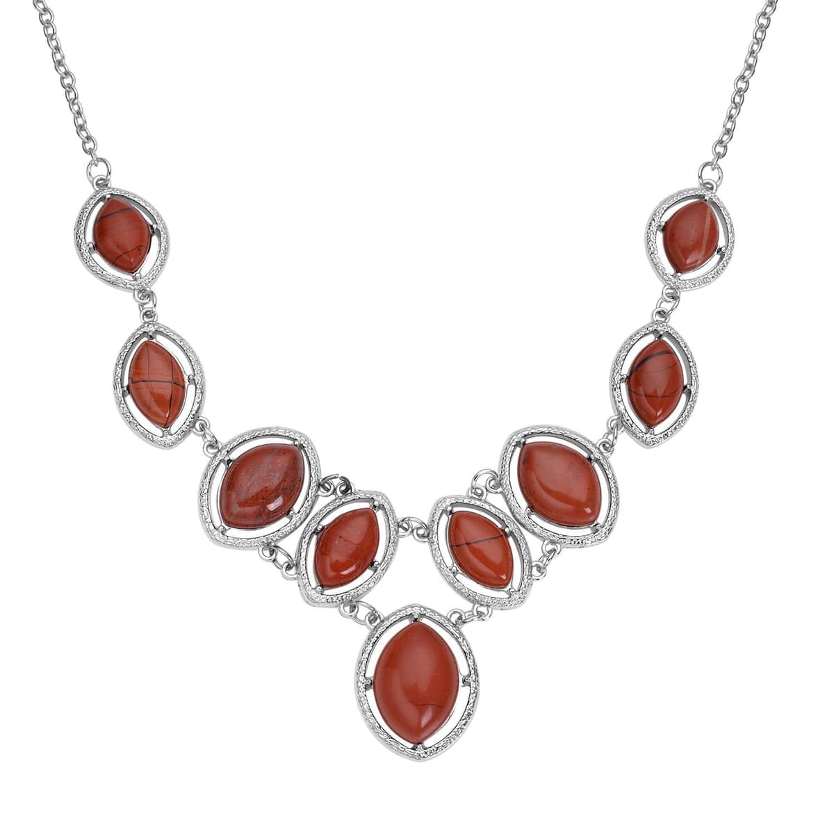 Red Jasper Necklace 18-20 Inches in Silvertone 125.00 ctw image number 0