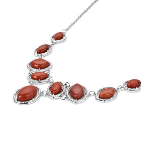 Red Jasper Necklace 18-20 Inches in Silvertone 125.00 ctw image number 3