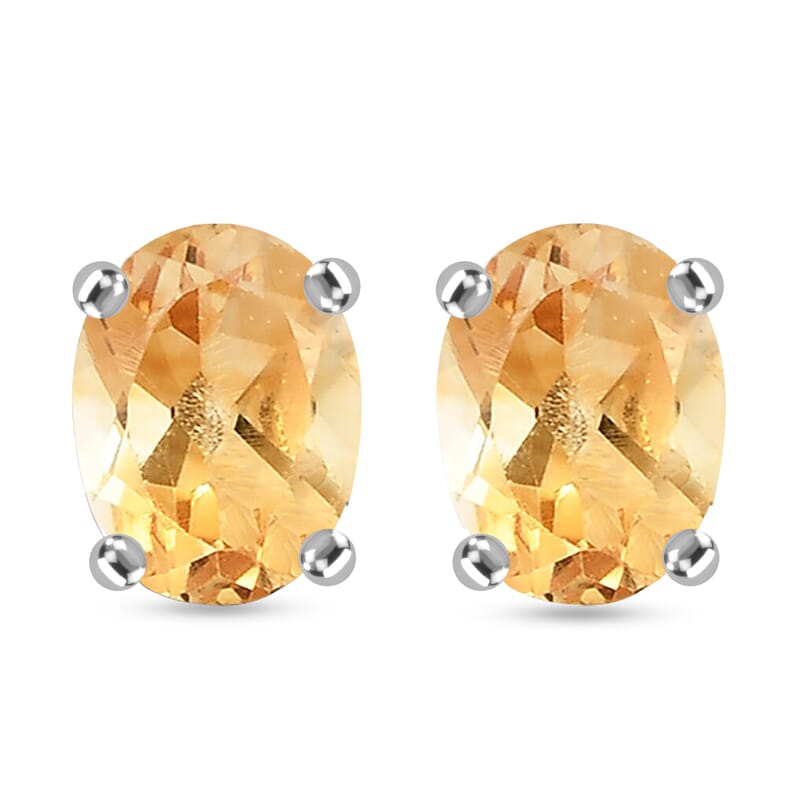 D'Joy Brazilian Citrine Solitaire Stud Earrings in Sterling Silver, Citrine Jewelry, Birthday Anniversary Gift For Her 0.85 ctw