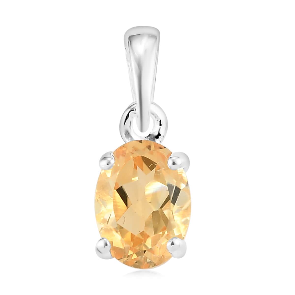 Brazilian Citrine Solitaire Pendant in Sterling Silver 1.15 ctw image number 0