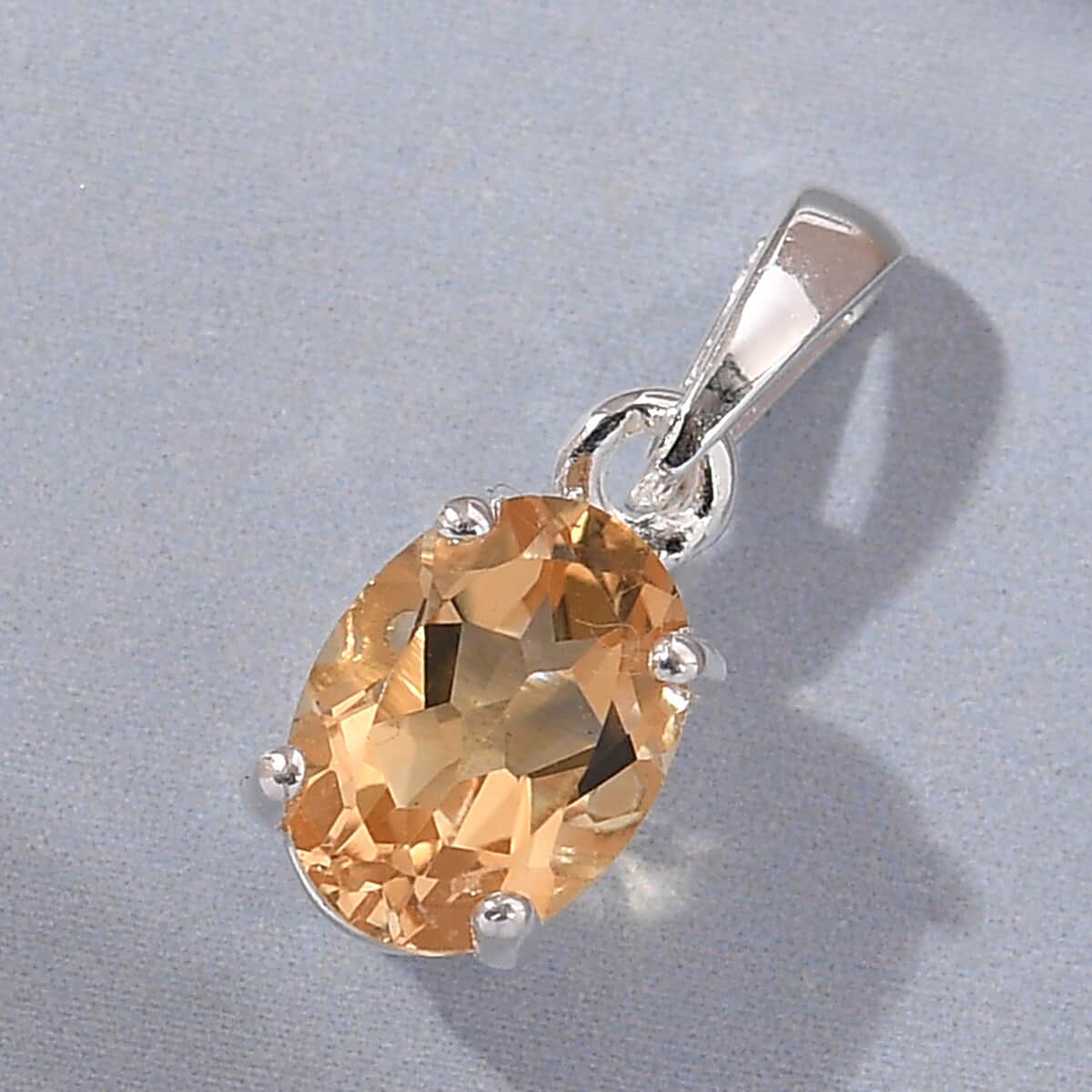 Brazilian Citrine Solitaire Pendant in Sterling Silver 1.15 ctw image number 1