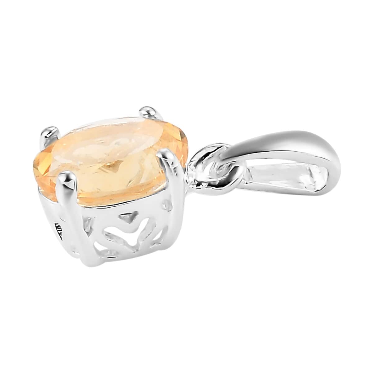Brazilian Citrine Solitaire Pendant in Sterling Silver 1.15 ctw image number 2