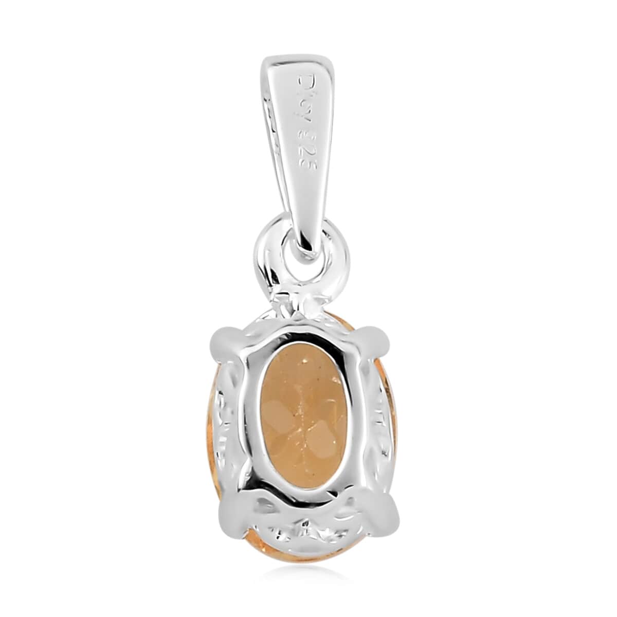 Brazilian Citrine Solitaire Pendant in Sterling Silver 1.15 ctw image number 3
