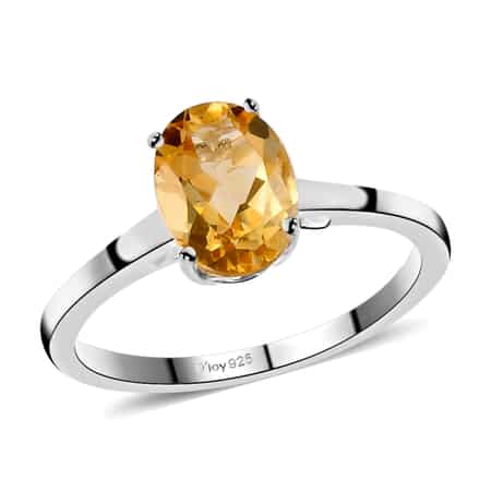 Brazilian Citrine Solitaire Ring in Sterling Silver (Size 10.0) 1.15 ctw image number 0