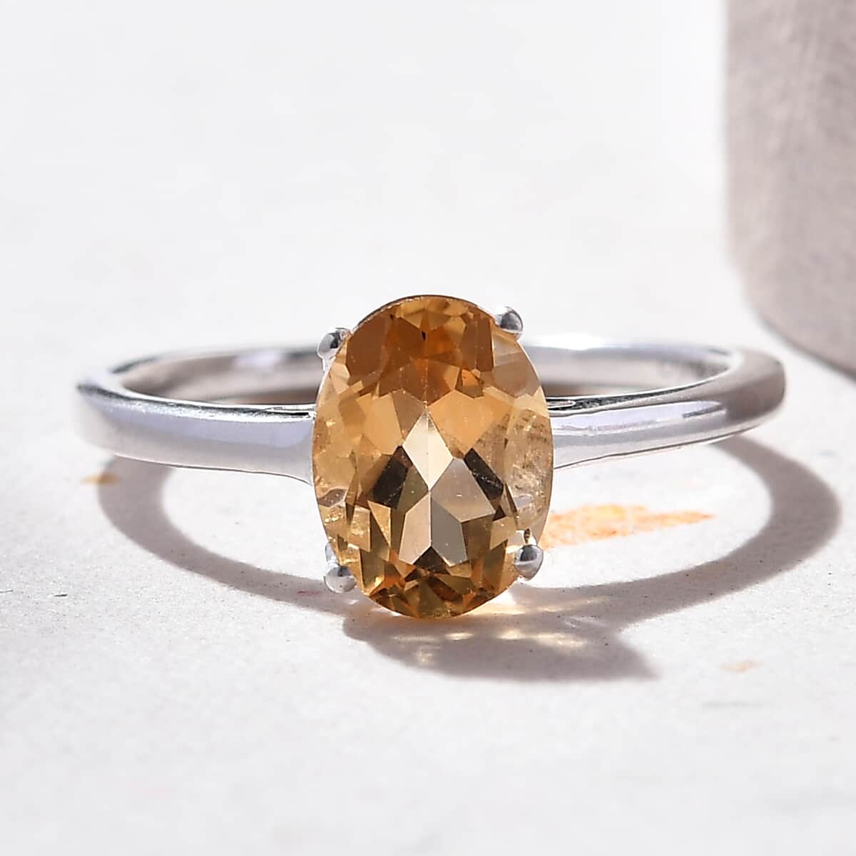 Brazilian Citrine Solitaire Ring in Sterling Silver (Size 10.0) 1.15 ctw image number 1