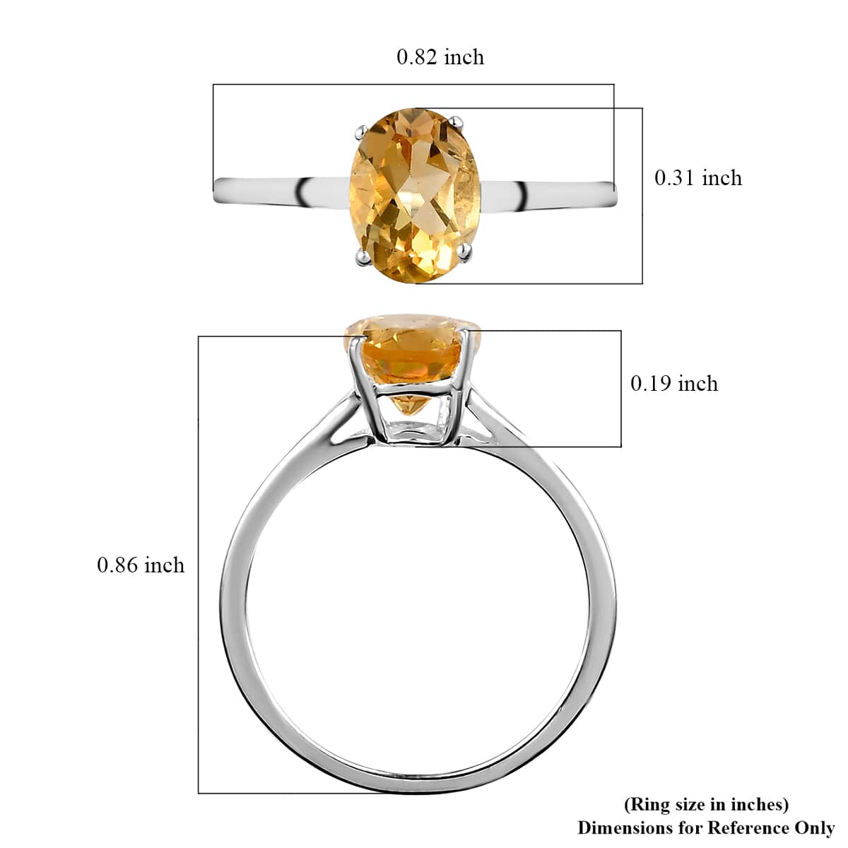 Brazilian Citrine Solitaire Ring in Sterling Silver (Size 10.0) 1.15 ctw image number 5