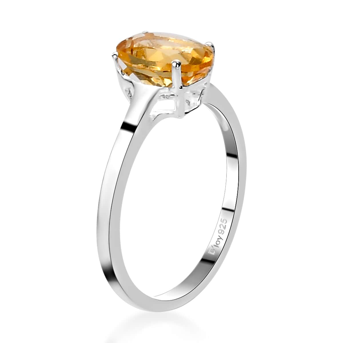 Brazilian Citrine Solitaire Ring in Sterling Silver (Size 7.0) 1.15 ctw image number 3