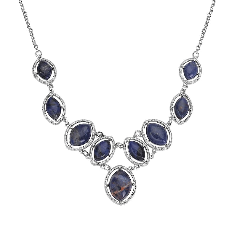 Sodalite 125.00 ctw Necklace in Silvertone 18-20 Inches