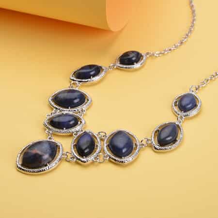 Sodalite Necklace 18-20 Inches in Silvertone 125.00 ctw image number 1