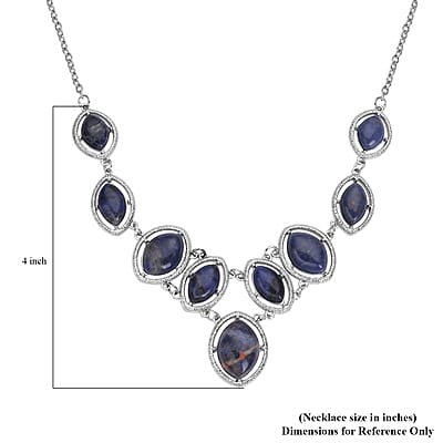 Sodalite 125.00 ctw Necklace in Silvertone 18-20 Inches