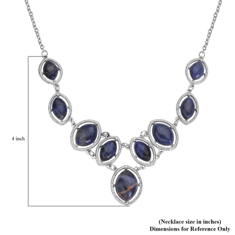 Sodalite 125.00 ctw Necklace in Silvertone 18-20 Inches