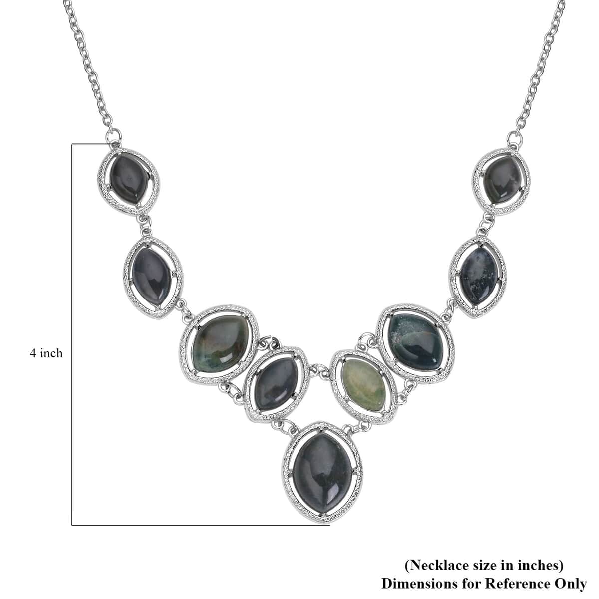 Indian Agate Necklace 18-20 Inches in Silvertone 125.00 ctw image number 6