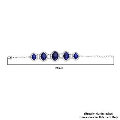 Lapis Lazuli Bracelet in Silvertone (8.00 In) 61.50 ctw