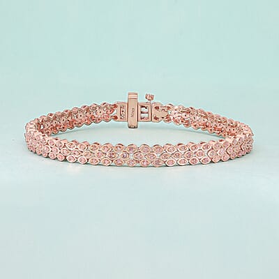 Uncut Natural Pink Diamond Tennis Bracelet in Vermeil Rose Gold Over Sterling Silver (7.25 In) 1.00 ctw