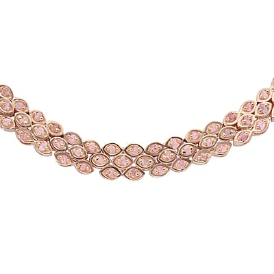 Uncut Natural Pink Diamond Tennis Necklace 16 Inches in Vermeil Rose Gold Over Sterling Silver 1.50 ctw