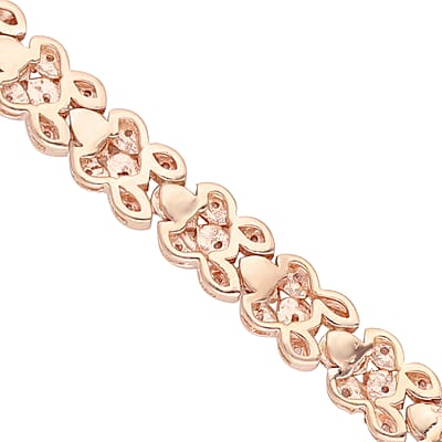 Uncut Natural Pink Diamond Tennis Necklace 16 Inches in Vermeil Rose Gold Over Sterling Silver 1.50 ctw