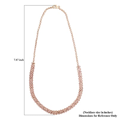 Uncut Natural Pink Diamond Tennis Necklace 16 Inches in Vermeil Rose Gold Over Sterling Silver 1.50 ctw