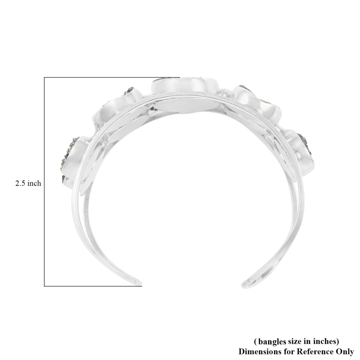 Grey Drusy Quartz Cuff Bracelet in Sterling Silver (6.50 In) 43.45 Grams image number 2