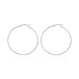 Sterling Silver Diamond-cut Hoop Earrings 2.50 Grams