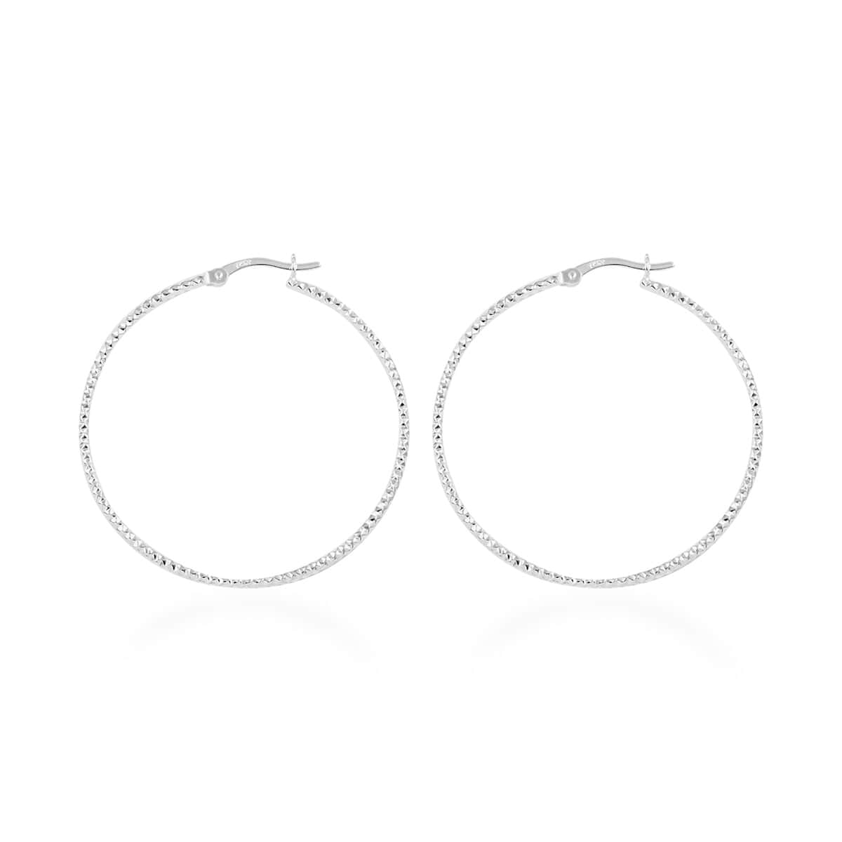 Sterling Silver Diamond-cut Hoop Earrings 2.50 Grams image number 3