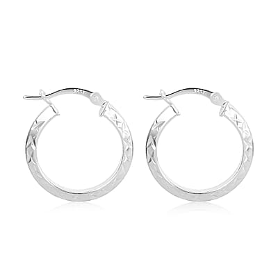 Sterling Silver Diamond-Cut Hoop Earrings 2 Grams