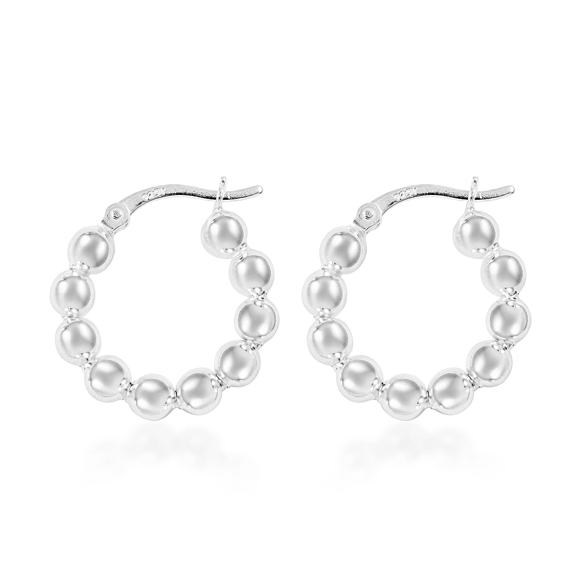 Sterling Silver Beaded Hoop Earrings 2.90 Grams