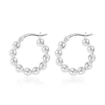 Sterling Silver Beaded Hoop Earrings 2.90 Grams