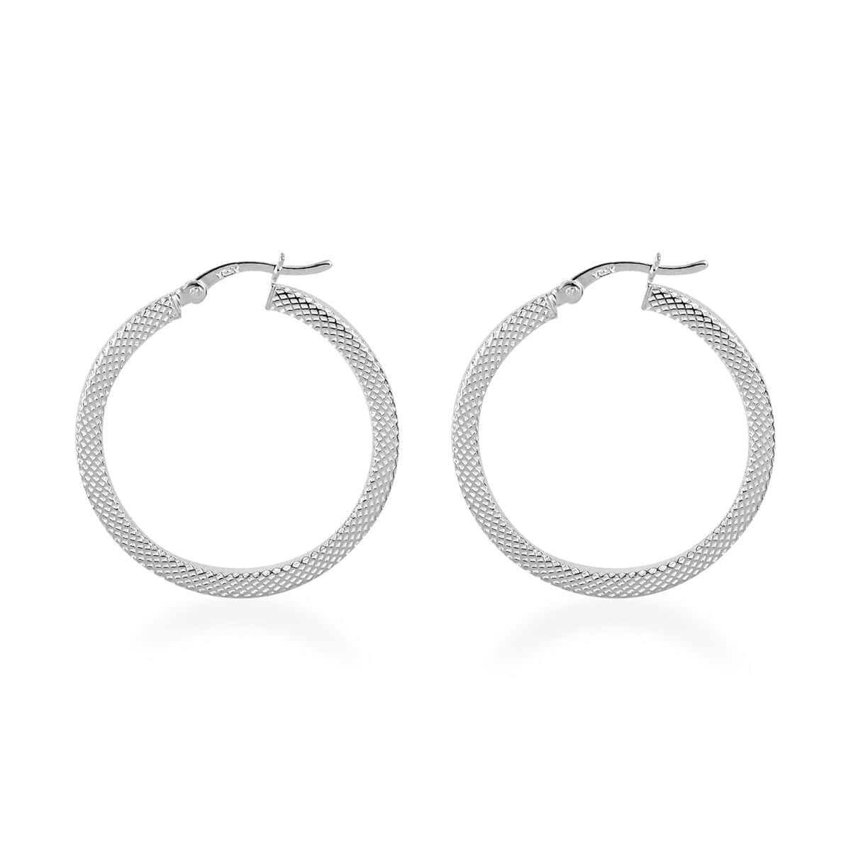 Sterling Silver Diamond-Cut Hoop Earrings 3 Grams image number 3