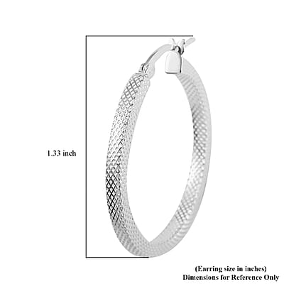 Sterling Silver Diamond-Cut Hoop Earrings 3 Grams