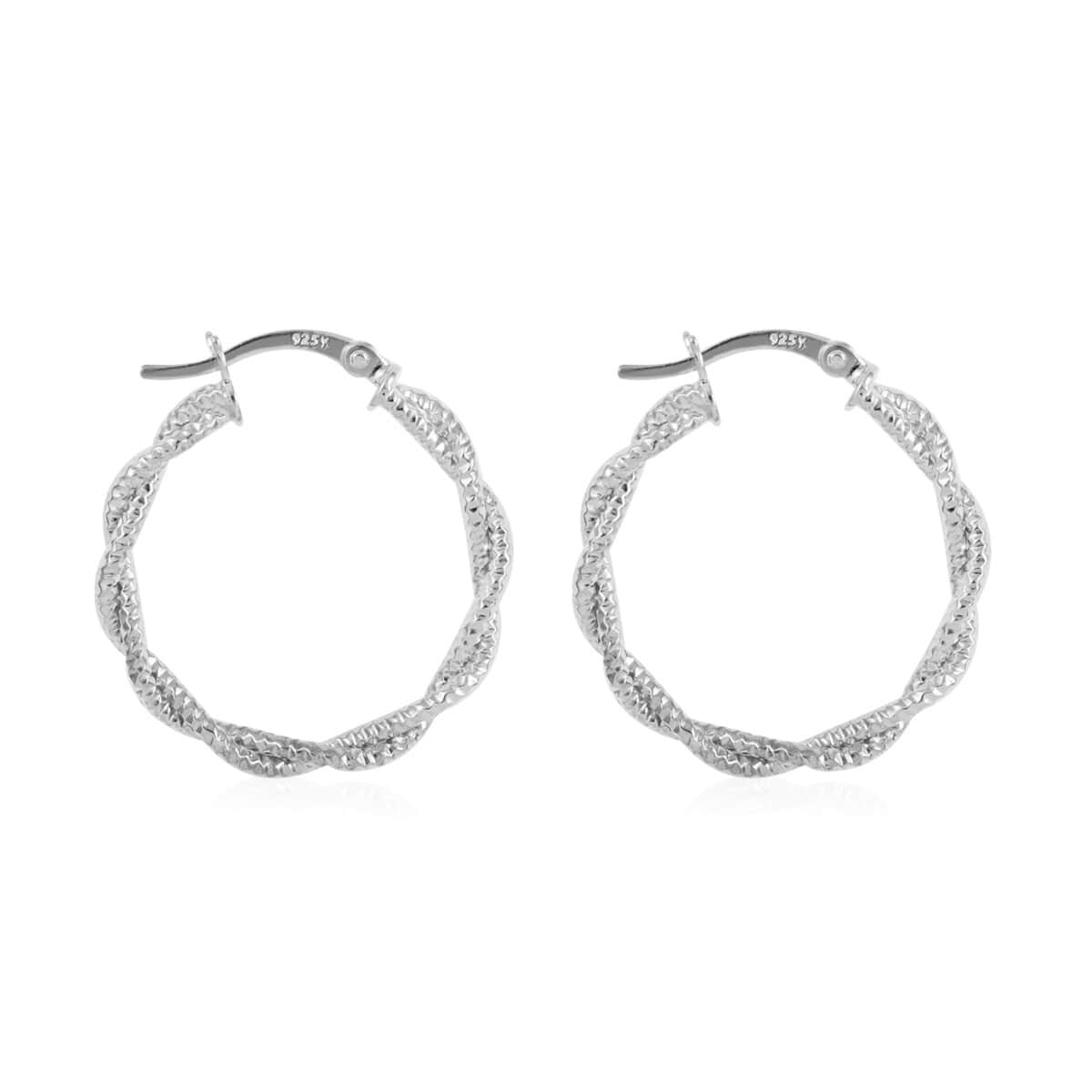 Sterling Silver Twisted Hoop Earrings 3 Grams image number 3