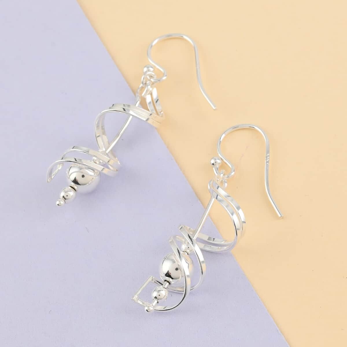 Sterling Silver Dangle Swirl Earrings 3.20 Grams image number 1