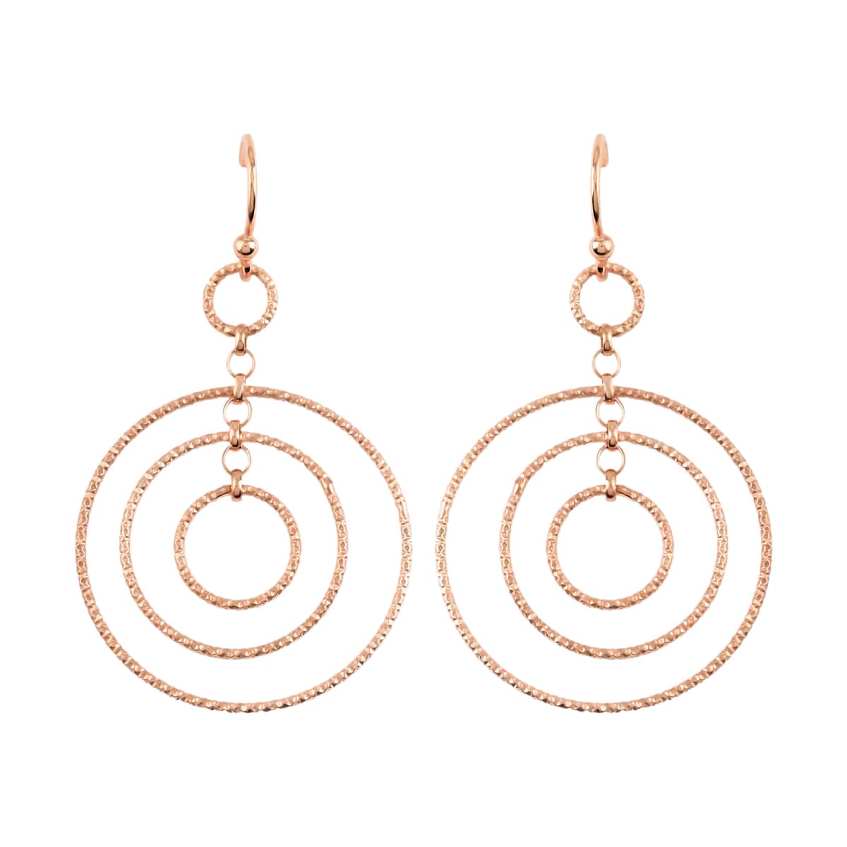 14K Rose Gold Over Sterling Silver Circle Dangle Earrings 2.70 Grams image number 0