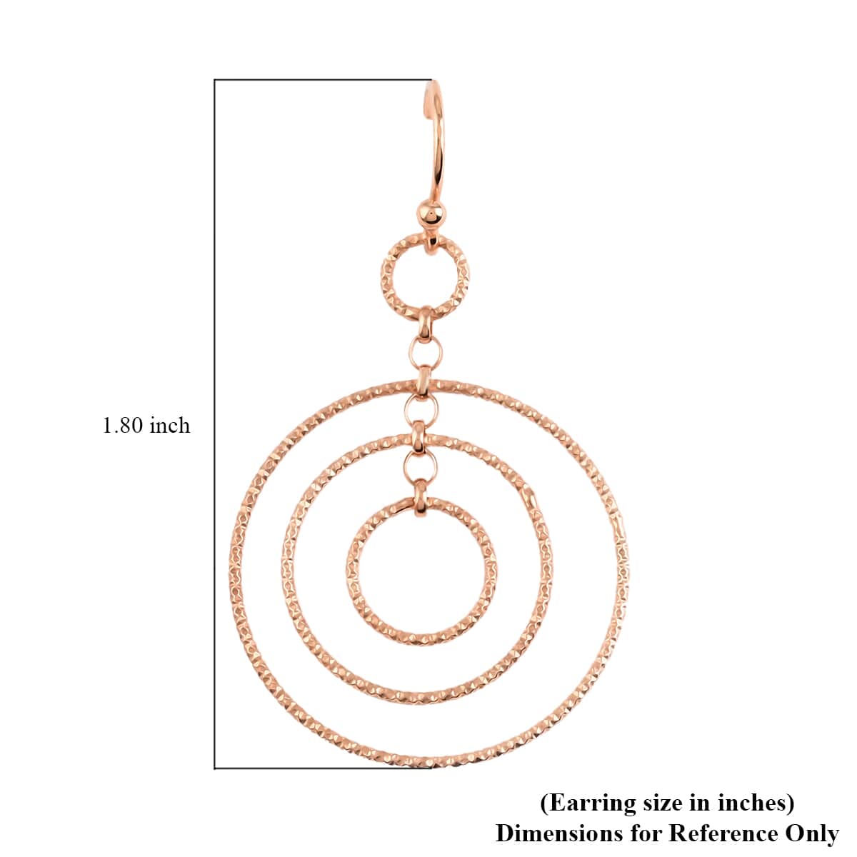 14K Rose Gold Over Sterling Silver Circle Dangle Earrings 2.70 Grams image number 4