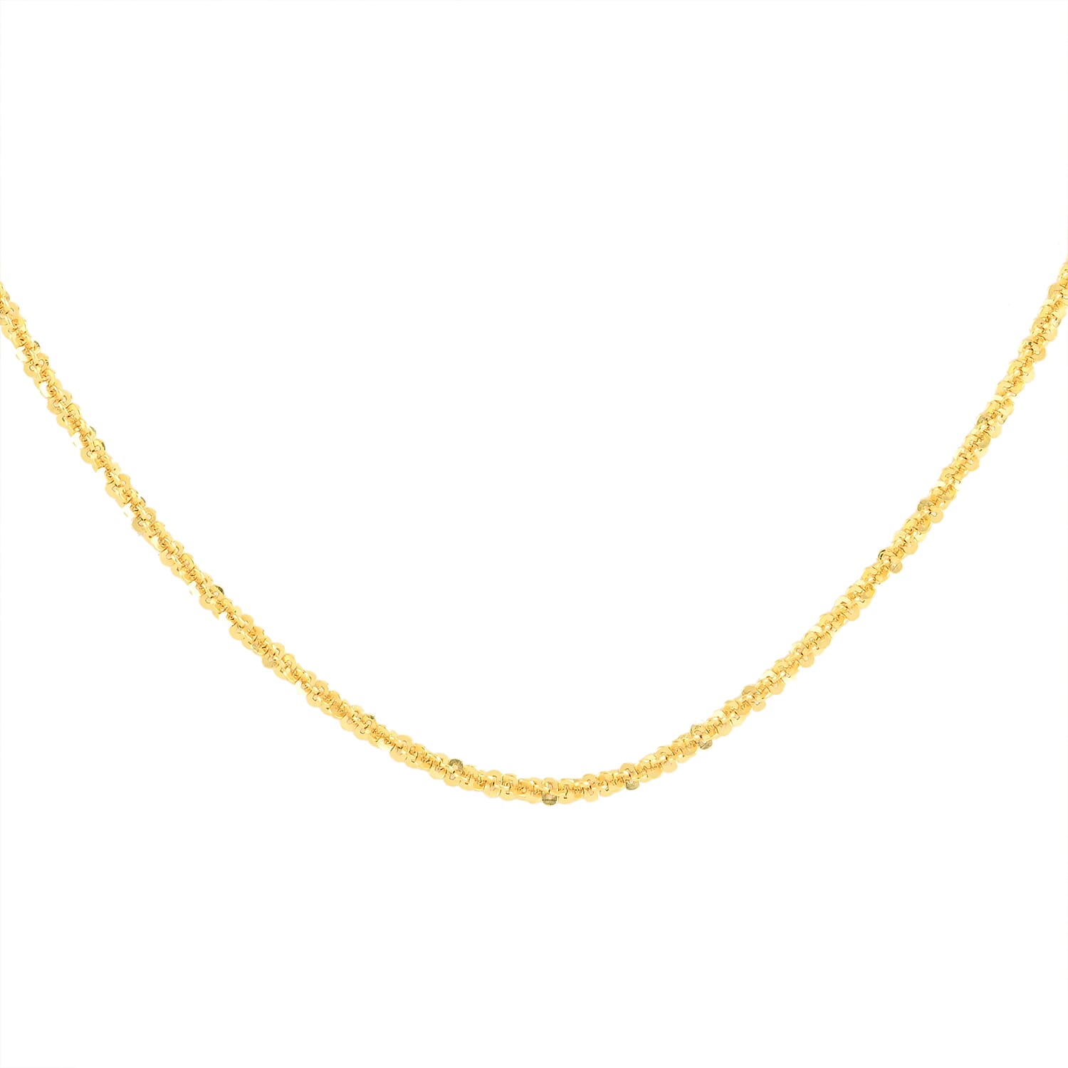 Italian 14K Yellow Gold Over Sterling Silver 1.5mm Roc Chain 20 Inches 2.70 Grams