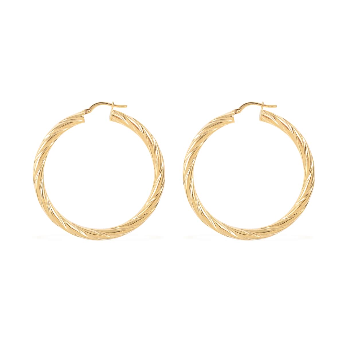 Italian 10K Yellow Gold Twisted Hoop Earrings 3.00 Grams image number 3