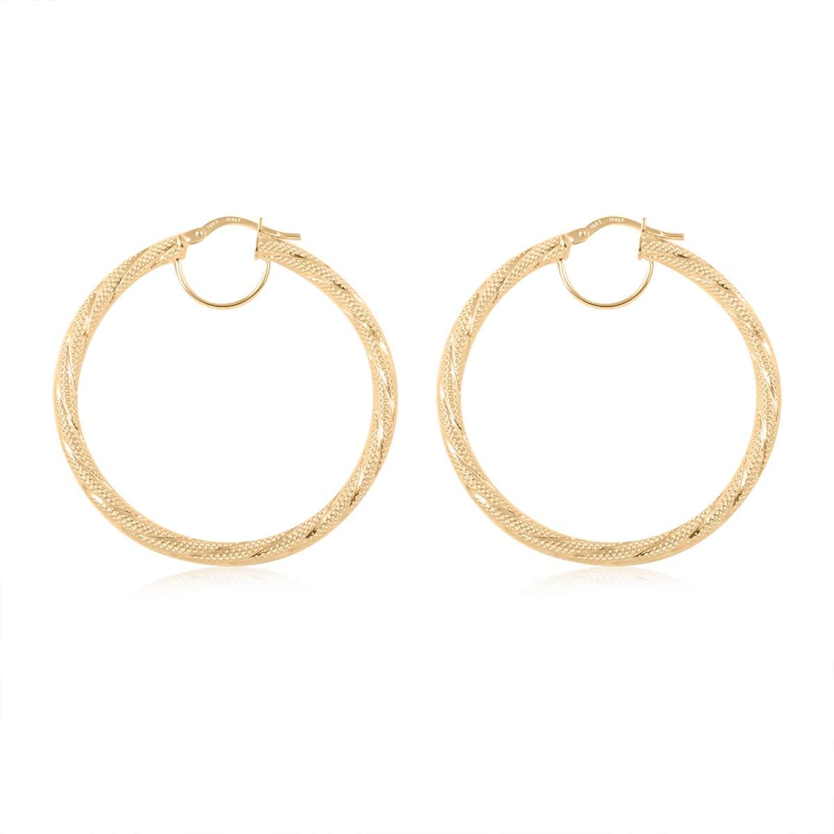 Italian 10K Yellow Gold Hoop Earrings 2.30 Grams image number 3