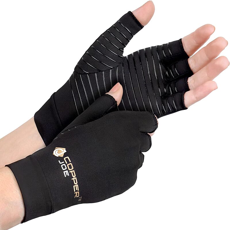Copper Joe-Compression Half Finger Arthritis Gloves 1 Pair (Small) , Copper Compression Gloves for Arthritis