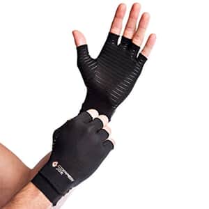 Copper Joe-Compression Half Finger Arthritis Gloves 1 Pair (Small) , Copper Compression Gloves for Arthritis