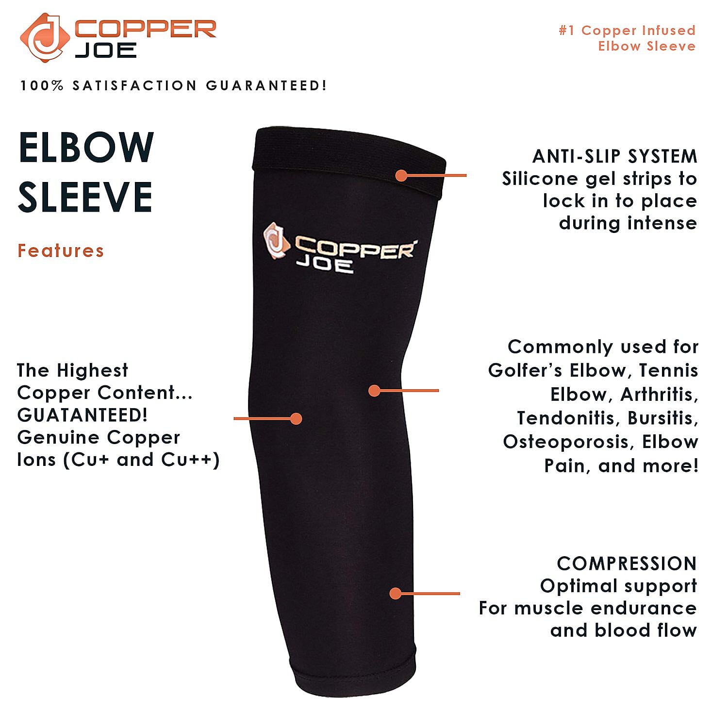 Copper Joe- Compression Recovery Elbow Sleeve (Small)