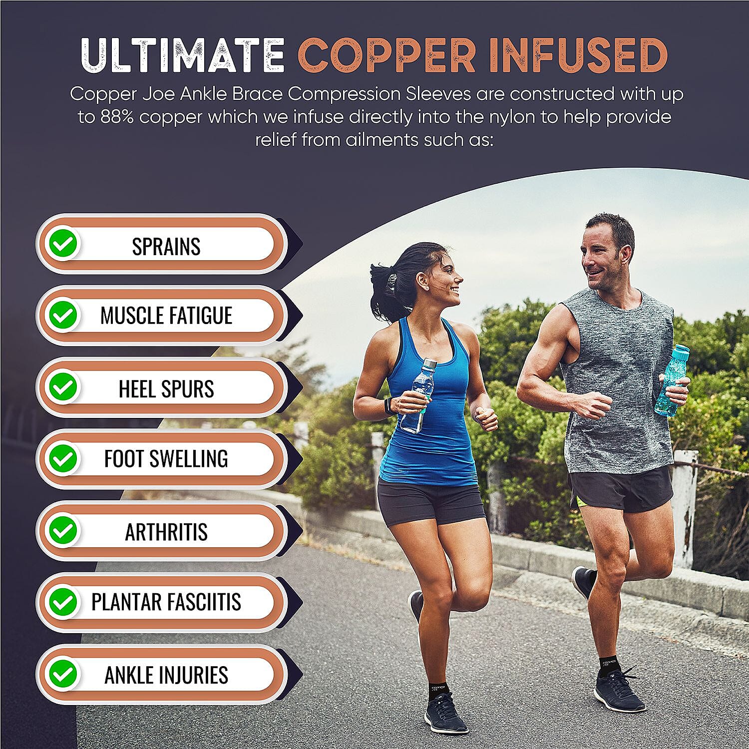 Copper Joe- Knee Compression Sleeve - (Small) Knee Support Sleeve | Best Knee Compression Sleeve