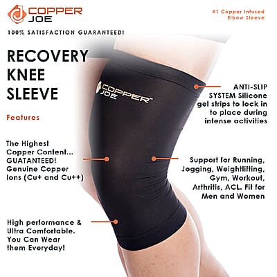 Copper Joe- Knee Compression Sleeve - (Small) Knee Support Sleeve | Best Knee Compression Sleeve