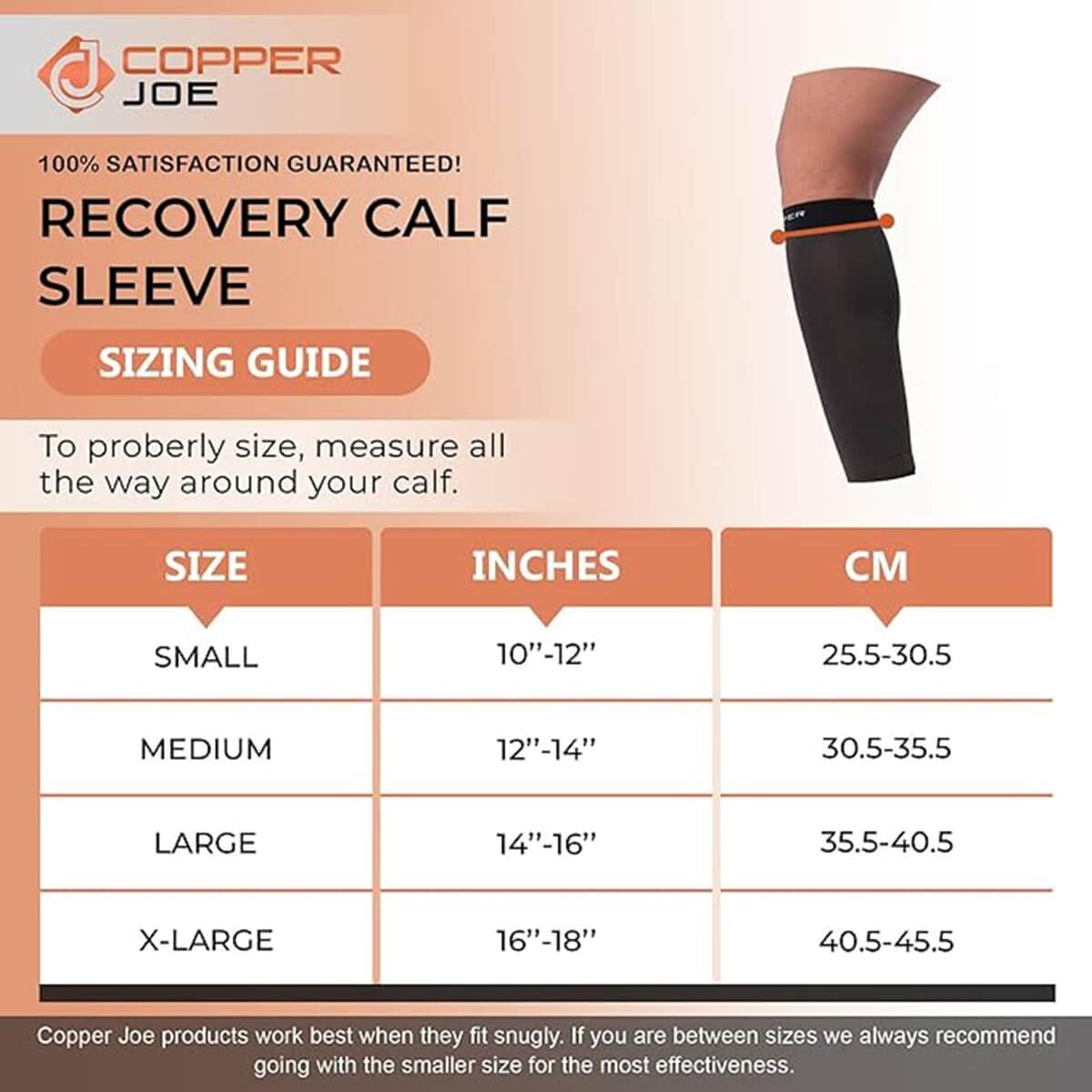 Copper Joe-Calf Compression Sleeves Pair (Small) (Ships in 8-10 Business Days) , Calf Sleeves , Leg Compression Sleeves image number 2