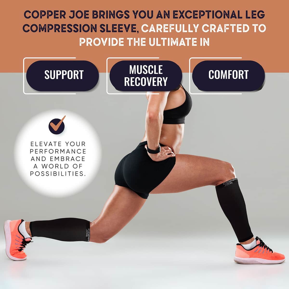 Copper Joe-Calf Compression Sleeves Pair (Small) (Ships in 8-10 Business Days) , Calf Sleeves , Leg Compression Sleeves image number 5