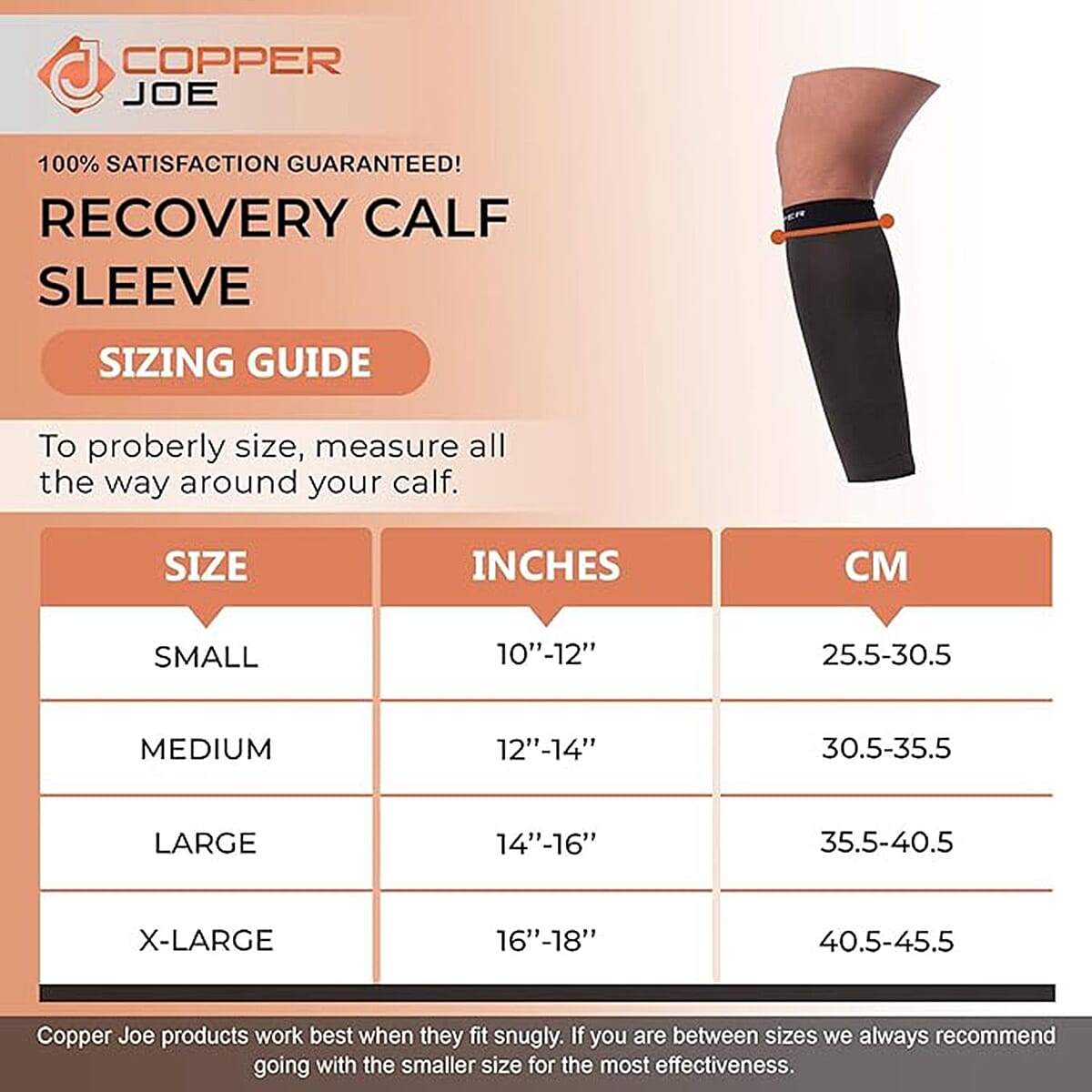 Copper Joe-Calf Compression Sleeves Pair - (XL) (Ships in 8-10 Business Days) , Calf Sleeves , Leg Compression Sleeves image number 2