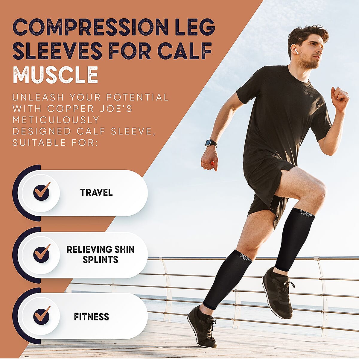 Copper Joe-Calf Compression Sleeves Pair - (XL) (Ships in 8-10 Business Days) , Calf Sleeves , Leg Compression Sleeves image number 3