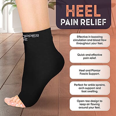 Copper Joe Compression Recovery Foot Sleeves/Support Socks 1 Pair (Small)